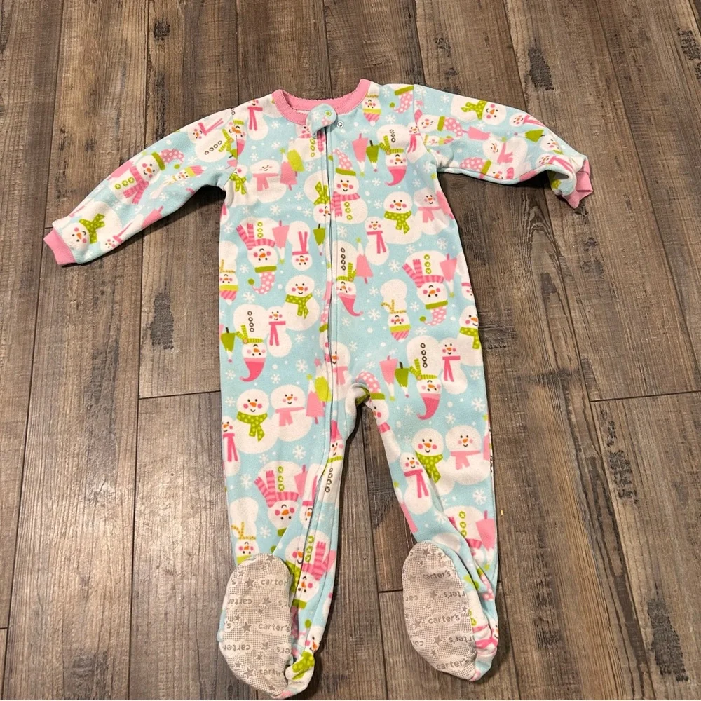 Lot of 4 Carter's Toddler‎ Girl Fleece Footed Pajamas, 24 Months Animals